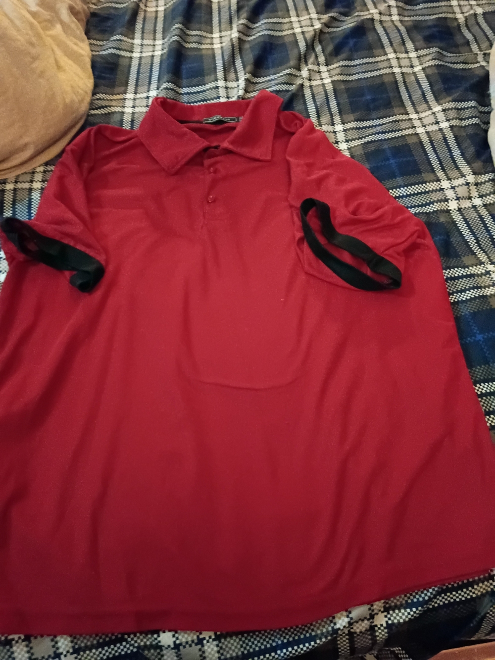 Siimhwrss Men's Red Polo with Black Trim